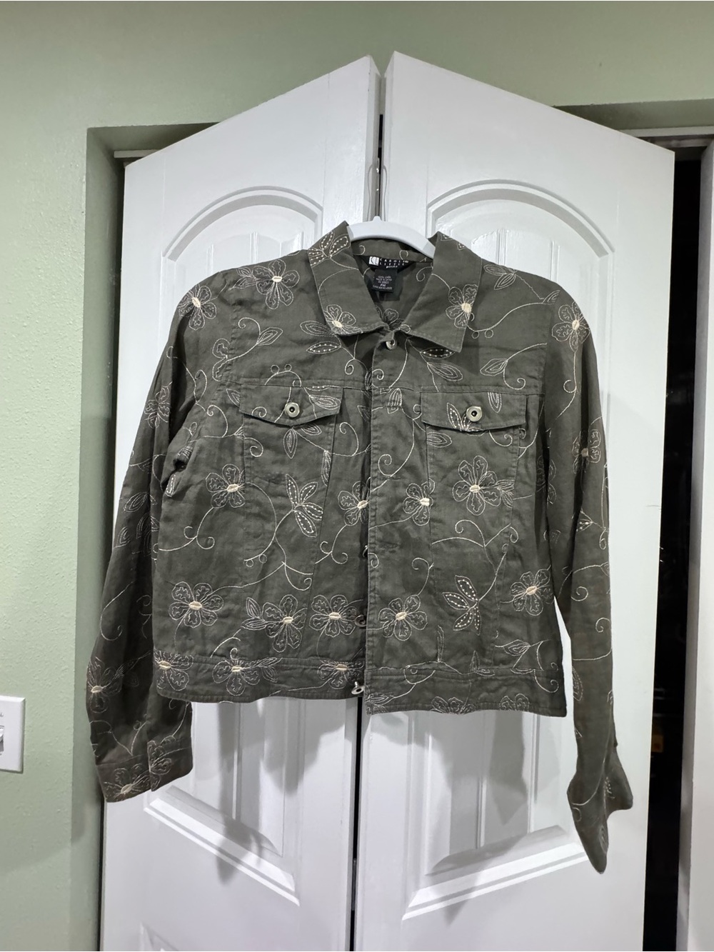 Carole Little Olive Green Floral Embroidered Jacket
